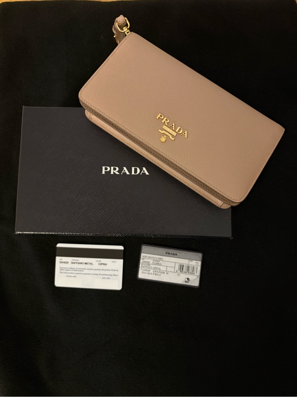 Prada Saffiano Leather Wallet on wristlet/chain in Dusty Pink with Gold Hardware